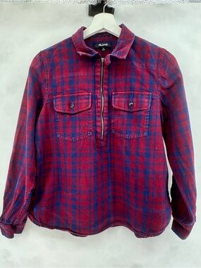 Madewell Zip Front Plaid‎ Flannel Shirt